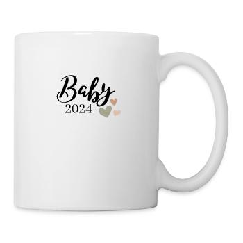 Baby 2024 Aufdruck olivgrün Herz - Tasse - Weiß - Rechts