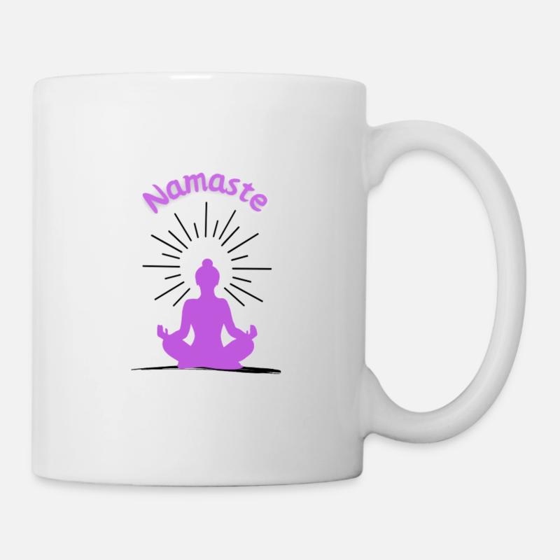 Namaste lila - Tasse - Weiß