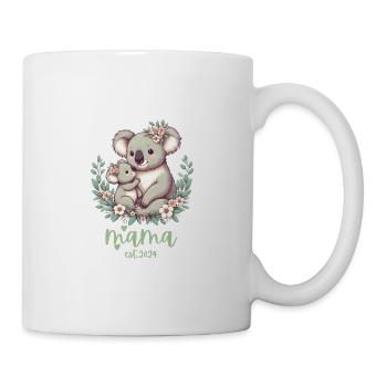 Mama Est. 2024 Koala Cuddle Floral Wreath New Mom - Tasse - Weiß - Rechts