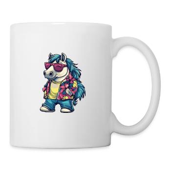 Pferd Comic Urlaub - Tasse - Weiß - Rechts