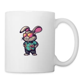 Vacances de bande dessinée de lapin - Mug blanc - blanc - Droite