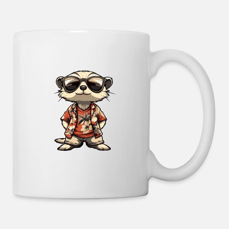 Erdmännchen Comic Urlaub - Tasse - Weiß