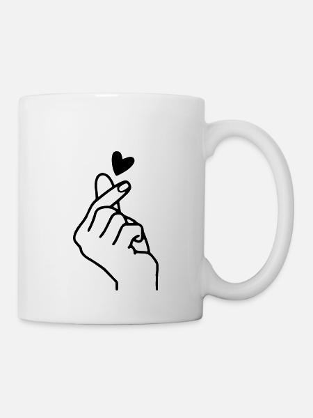 herz Hand - Tasse - Weiß