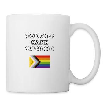 Du bist sicher bei mir Inklusive Pride Fortschrittsflagge - Tasse - Weiß - Rechts