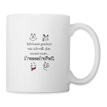 Fressefreiheit - Comic-Emotionen auf Kleidung - Tasse - Weiß - Rechts