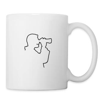 A man looks through his binoculars - Mug - white - Right
