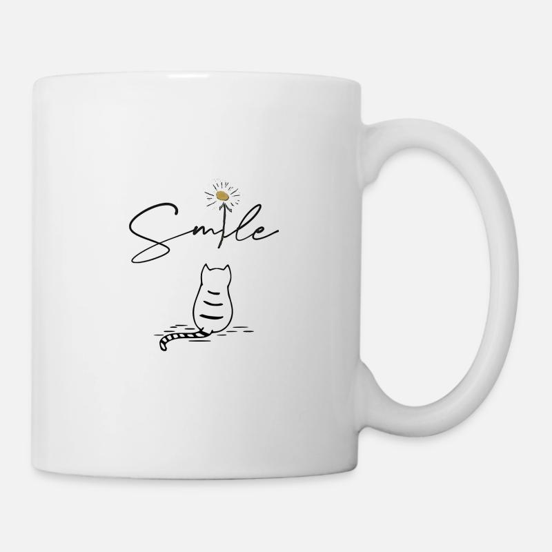 Smile mit Katze - Tasse - Weiß