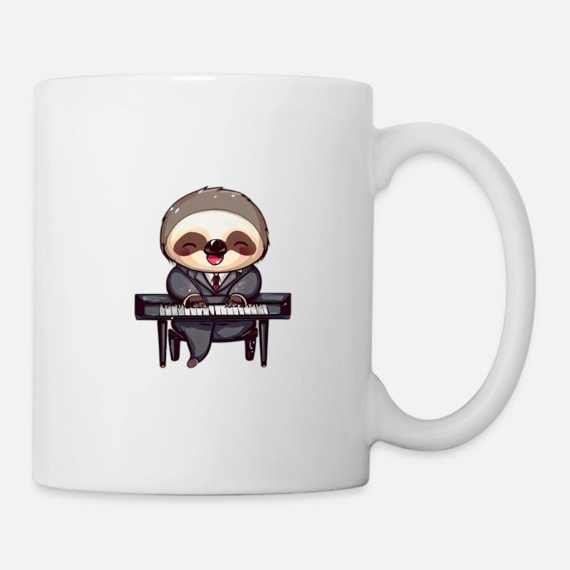 Faultier am Klavier - Tasse - Weiß