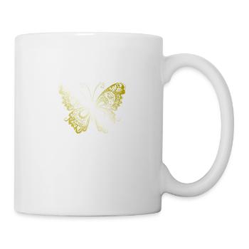 Schmetterling Mandala gold - Tasse - Weiß - Rechts