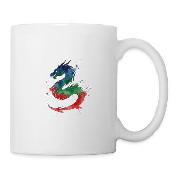 Regenbogen-Wasserdrachen Bunter Drache im Aquarell - Tasse - Weiß - Rechts