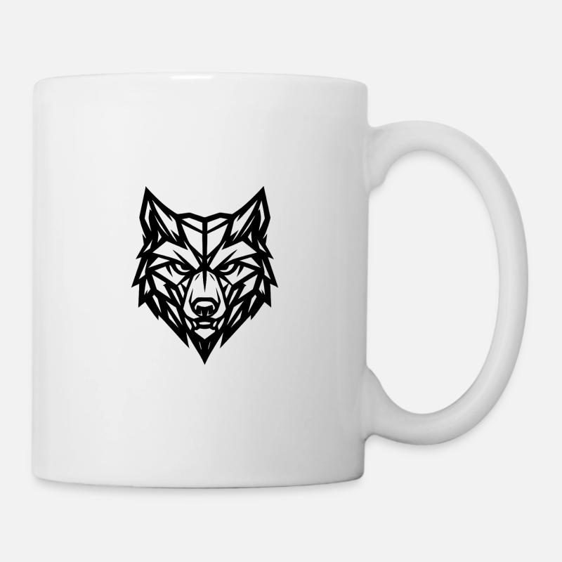 Grey Wolf with geometric style - Mug - white