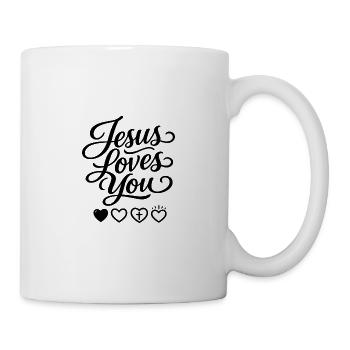 Jesus liebt dich Script Herz Design - Tasse - Weiß - Rechts