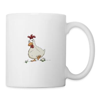 funny chicken with egg farmer chickens gift - Mug - white - Right