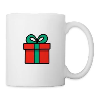 Coffret cadeau rouge fluo avec ruban brillant - Mug blanc - blanc - Droite