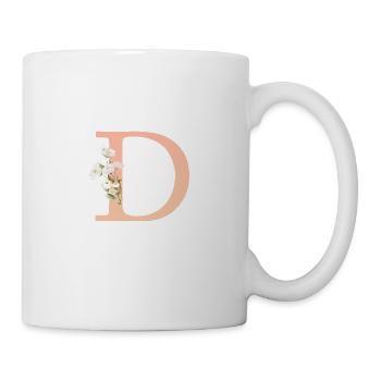 D Monogramm, minimal, pastel, Blumen - Tasse - Weiß - Rechts