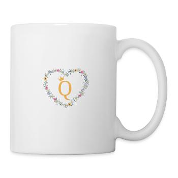 Buchstabe Q, Monogramm, Herz, personalisierbar - Tasse - Weiß - Rechts