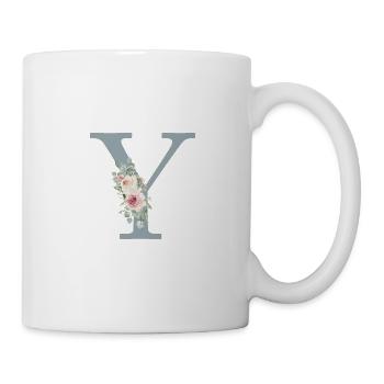 Y| Monogram | Eucalyptus Pastel Flower Blue - Mug - white - Right