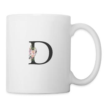 Lettre D, Monogramme, Fleurs - Mug blanc - blanc - Droite