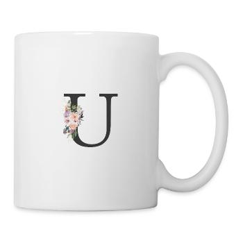 Letter U, Monogram, Flowers - Mug - white - Right