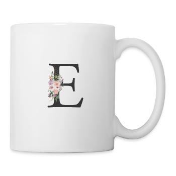 Letter E, Monogram, Flowers - Mug - white - Right