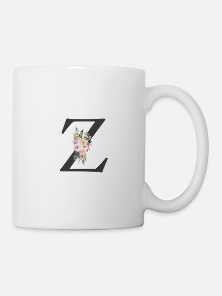 Buchstabe Z, Monogramm, Blumen - Tasse - Weiß