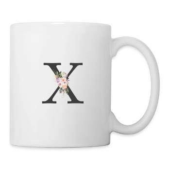 Letter X, Monogram, Flowers - Mug - white - Right