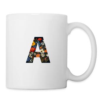 Buchstabe A, Monogramm, Blumenmuster - Tasse - Weiß - Rechts