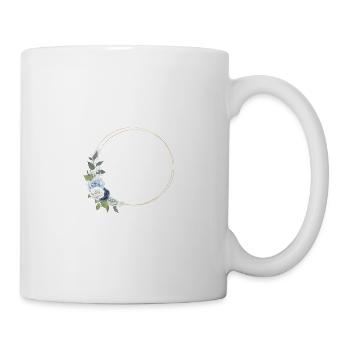 Blaue Rosen, Kreis, personalisierbar - Tasse - Weiß - Rechts