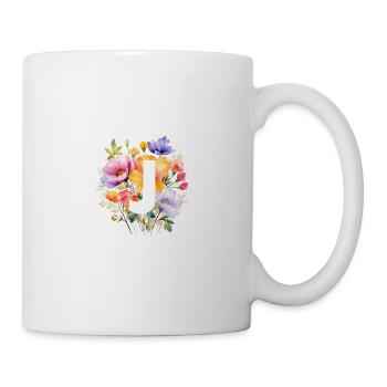 J Monogram, Colorful Bouquet - Mug - white - Right