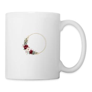 Rot, Beige, Gold, Kreis, Blumen personalisierbar - Tasse - Weiß - Rechts