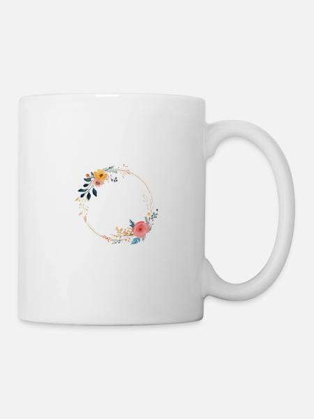 Couronne de fleurs, personnalisable - Mug blanc - blanc