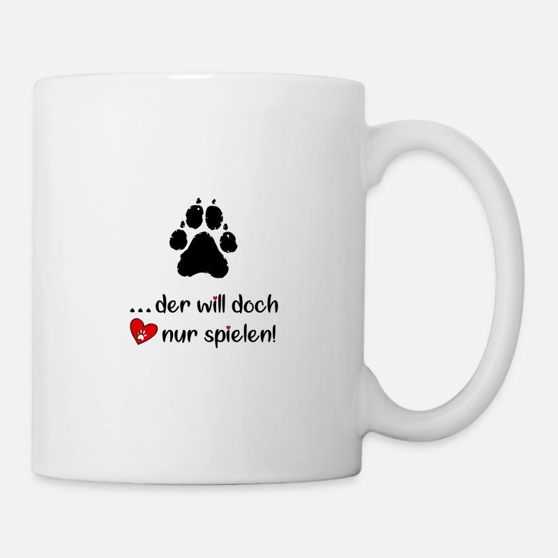 der will doch nur spielen! Hundeliebe 🐾💖 - Tasse - Weiß