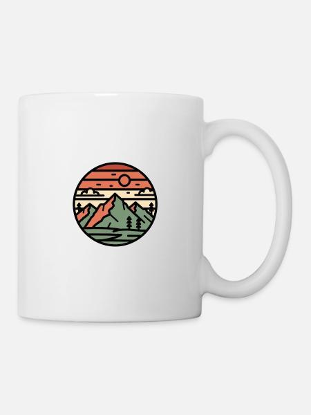 Circular landscape mountains in sunset - Mug - white
