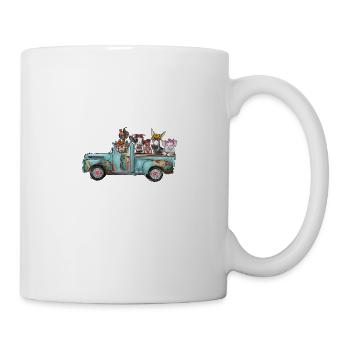 Farm Animals Turquoise Truck - Mug - white - Right