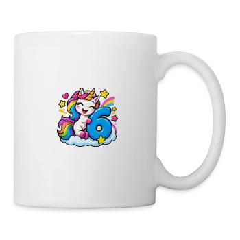 Regenbogen Unicorn Geburtstag 6 - Tasse - Weiß - Rechts