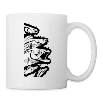 LetzterWurf Zander Gruppe Anglershirt - Angeln - Tasse - Weiß - Rechts