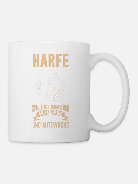 Harfe Harfenmusik Harfenist Harfenspieler Musik - Tasse - Weiß