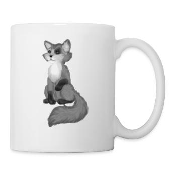 Grauer Cartoon Fuchs - Tasse - Weiß - Rechts