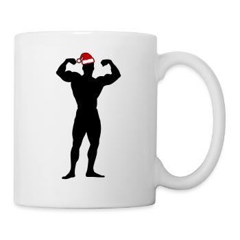bodybuilding weihnachten santa gym workout - Tasse - Weiß - Rechts