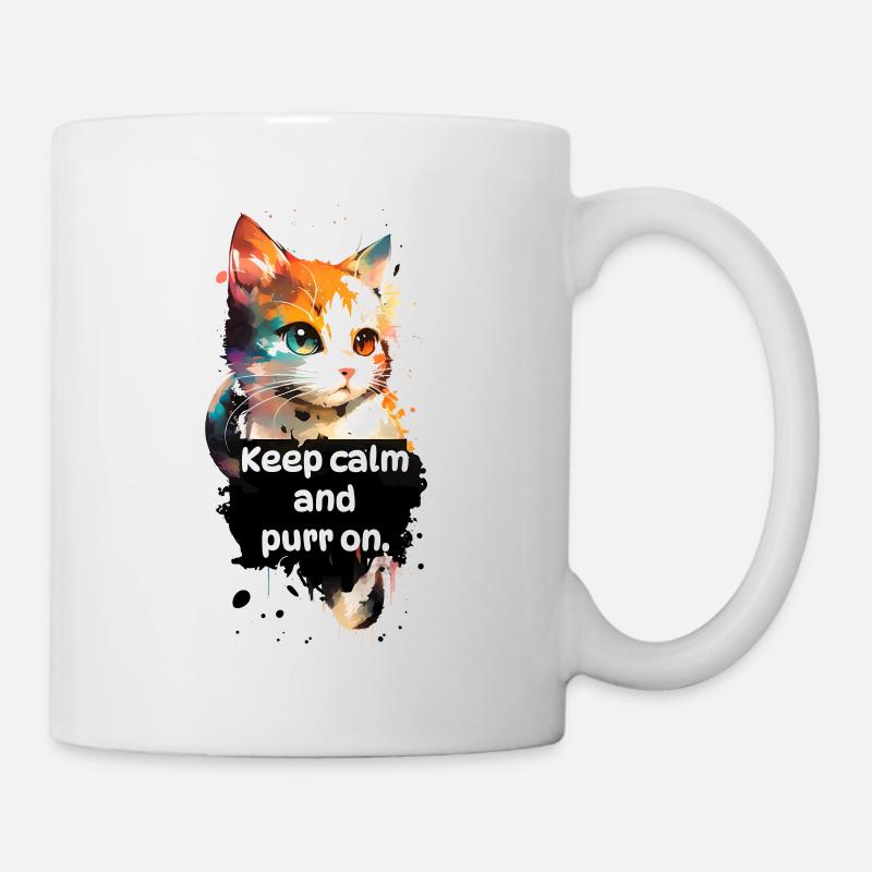 « Restez calme et ronronnez. » - Chat - Mug blanc - blanc