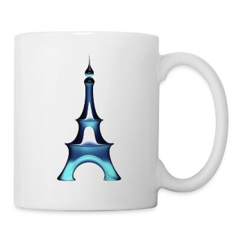 Eiffelturm aus Glas in Blau - Tasse - Weiß - Rechts