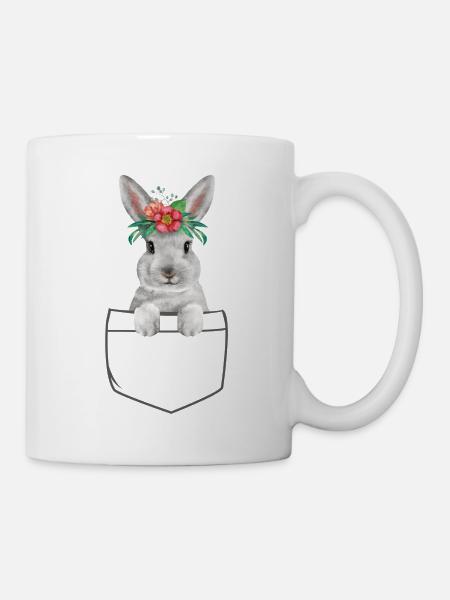 Lapin dans votre poche Lapin de Pâques - Mug blanc - blanc