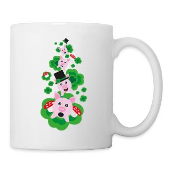 Silvester mit Klee und Glücksschweinen. - Tasse - Weiß - Rechts