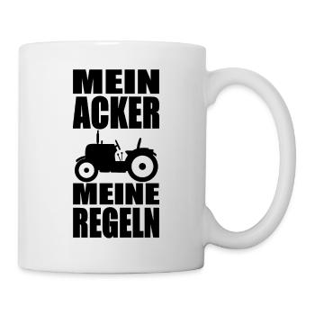 Mein Acker meine Regeln. Landwirtschaft Bauer - Tasse - Weiß - Rechts