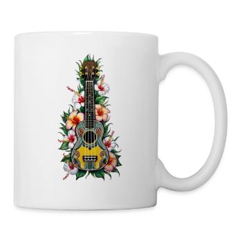 Ukulele mit Hibiskus KI - Tasse - Weiß - Rechts