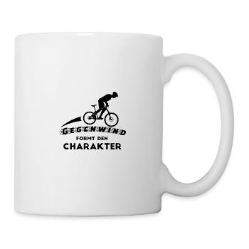 Fahrrad fahren, Gegenwind, Sport - Tasse - Weiß - Rechts