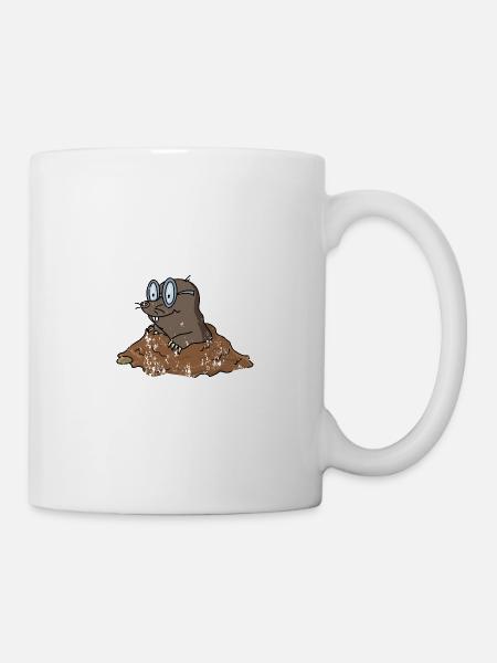 Retro Vintage Grunge Style Maulwurf - Tasse - Weiß