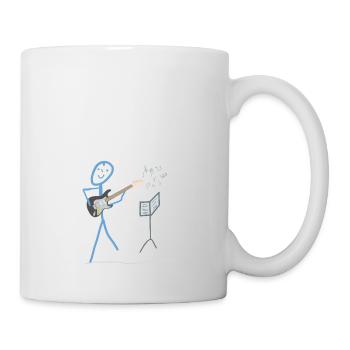 E Guitar Stick Figure Bass Music Rock - Mug - white - Right