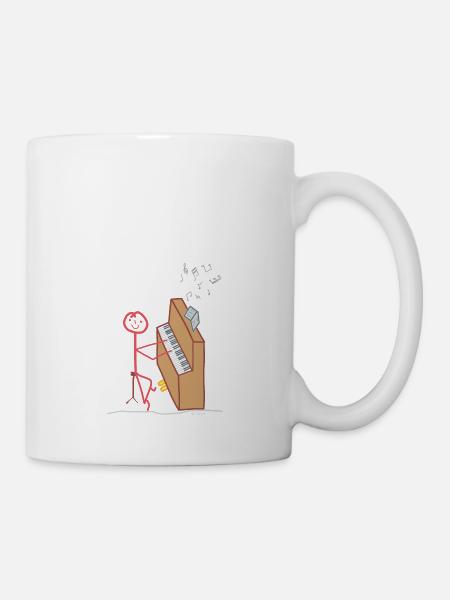Frau spielt Klavier Strichmännchen Konzert - Tasse - Weiß