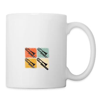 Vintage Retro Posaune Posaunen Entwurf - Tasse - Weiß - Rechts